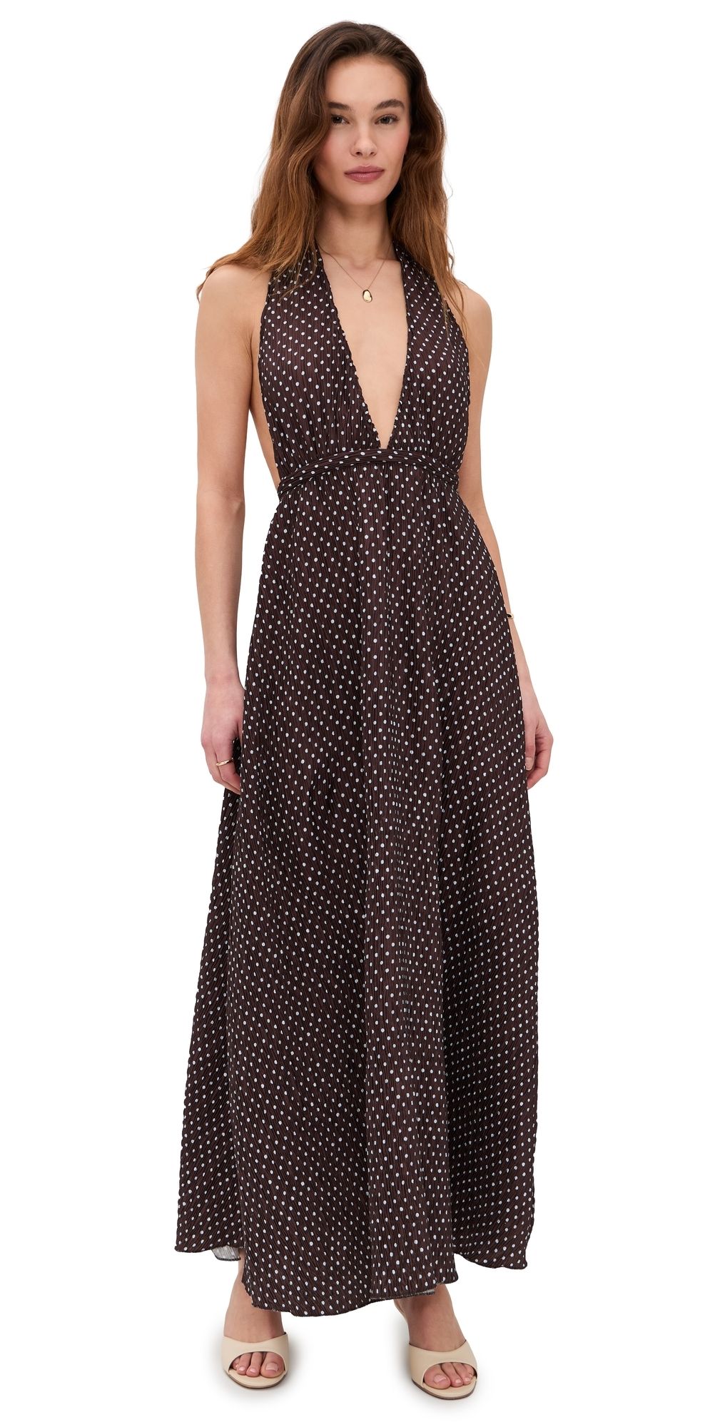 Lioness District Maxi Dress CHOCOLATE BLUE POLKA XL