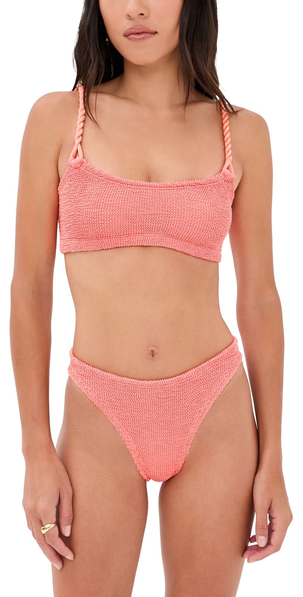 Hunza G Crinkle Bikini Set Metallic Coral One Size
