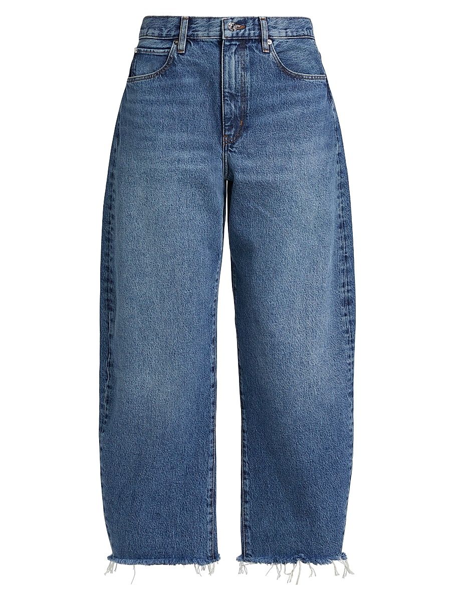 Women's The Bubble High-Rise Barrel Crop Jeans - Knock Out Raw Fray - Size 34