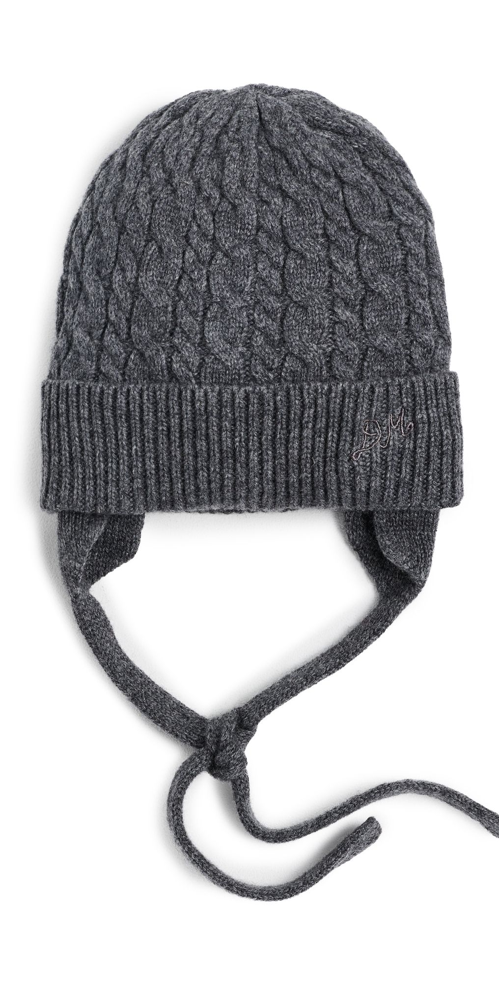 Damson Madder Turn Up Tie Cashmere Mix Beanie Charcoal One Size
