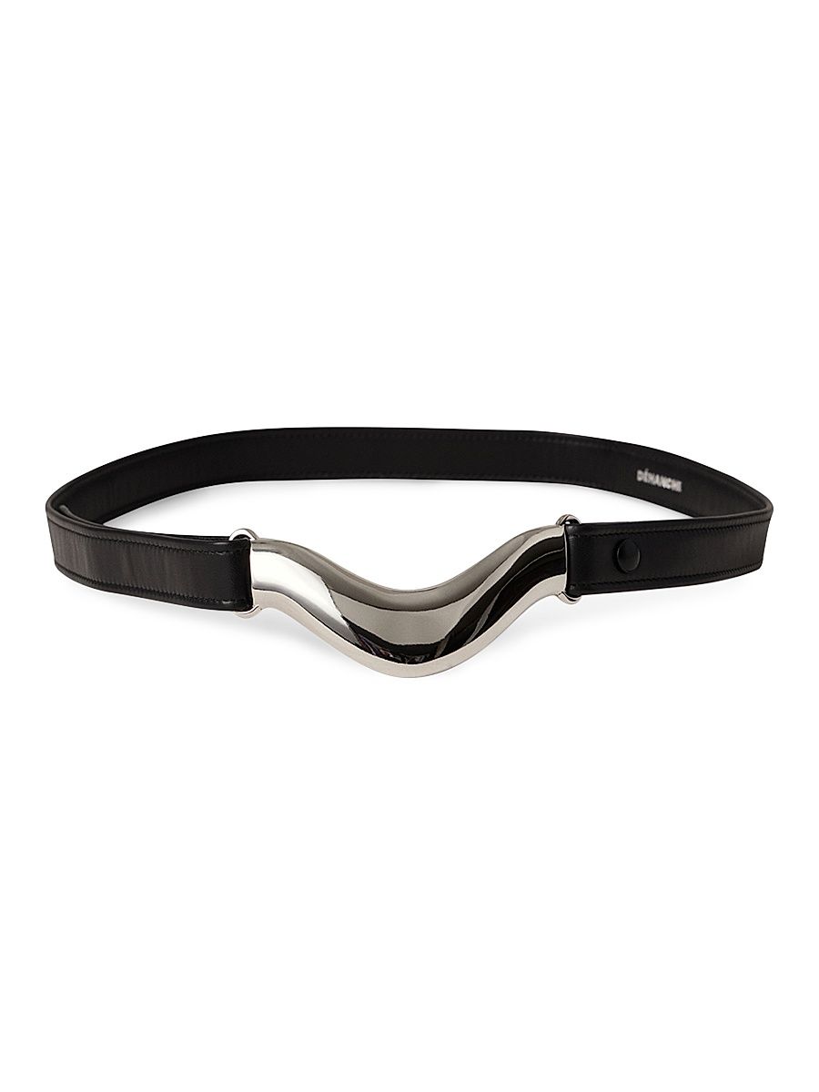 Women's Brancusi Leather Belt - Black Silver
