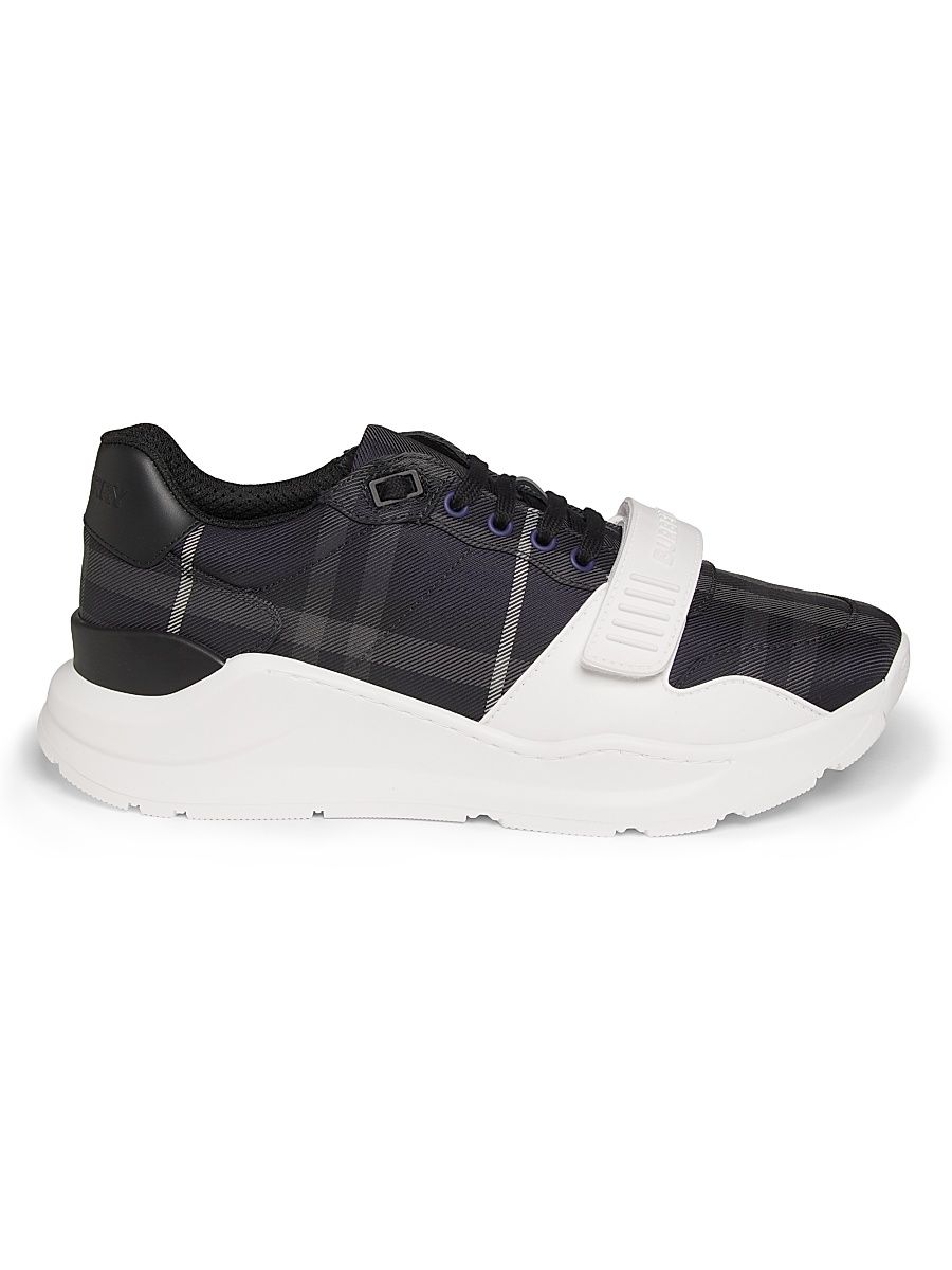 Men's Check Low-Top Sneakers - Storm Blue Check - Size 12