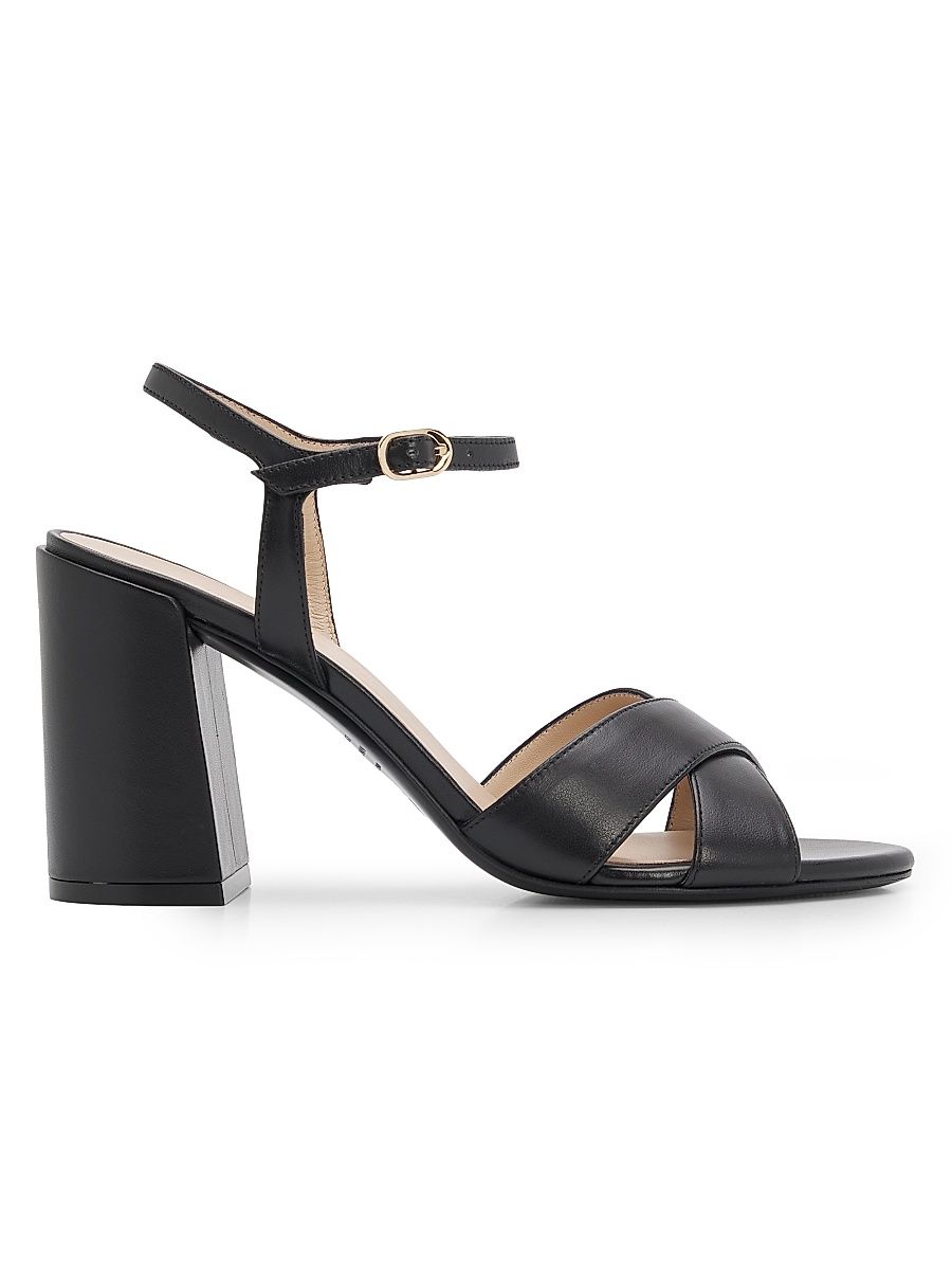 Women's Alyssa 85MM Leather Block Sandals - Black - Size 9.5