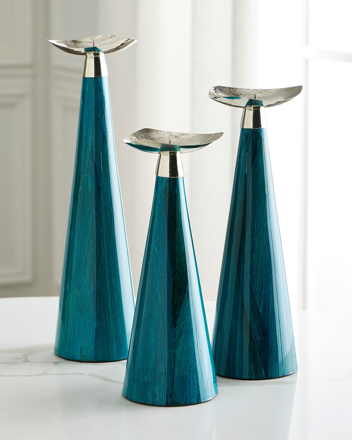 Blue Maize Candleholder Trio