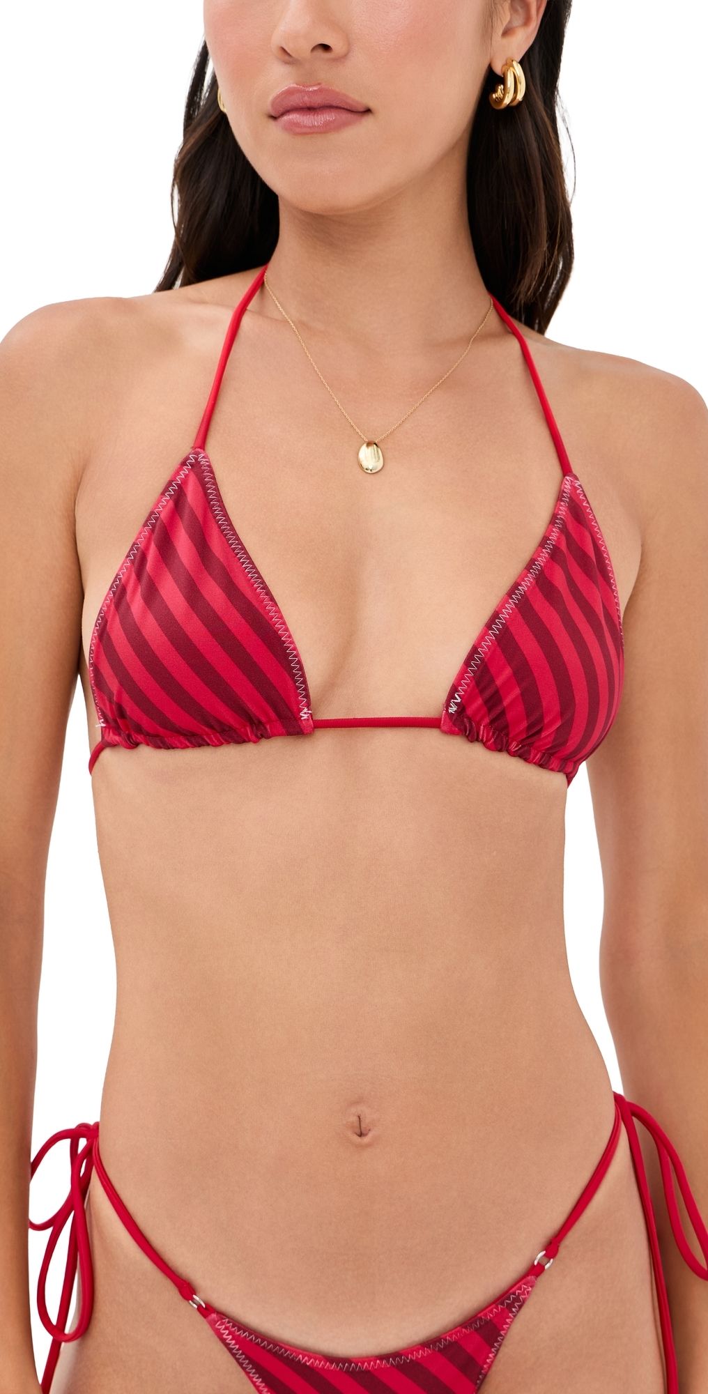 Frankies Bikinis Nick Satin Bikini Top Spring Stripe S