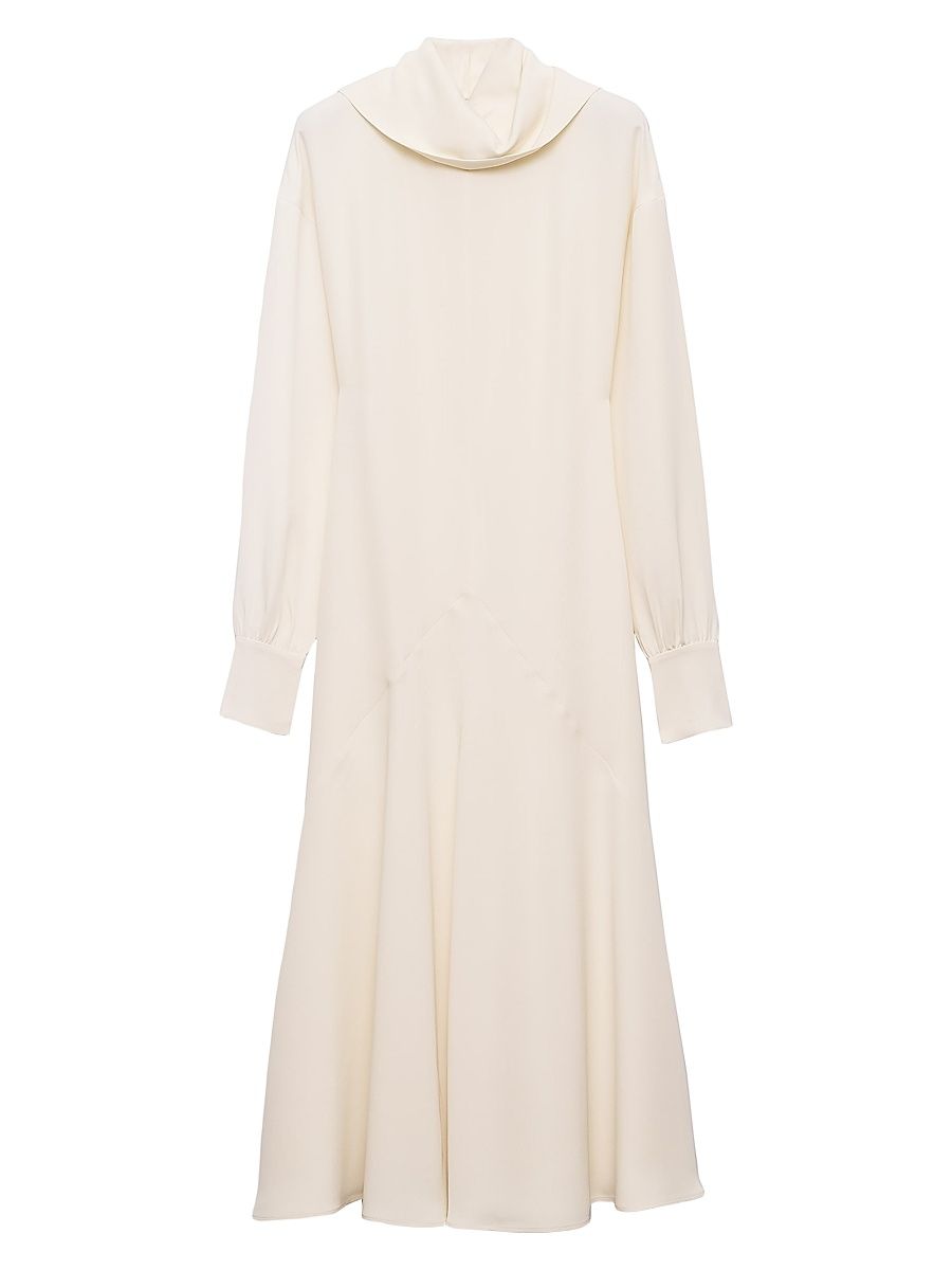 Women's Silk Broadcloth Midi-Dress - Beige Khaki - Size 6