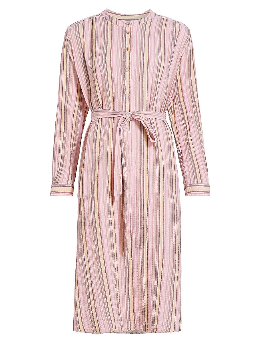 Women's Kylie Striped Tie-Waist Midi-Dress - Sunrays - Size XS