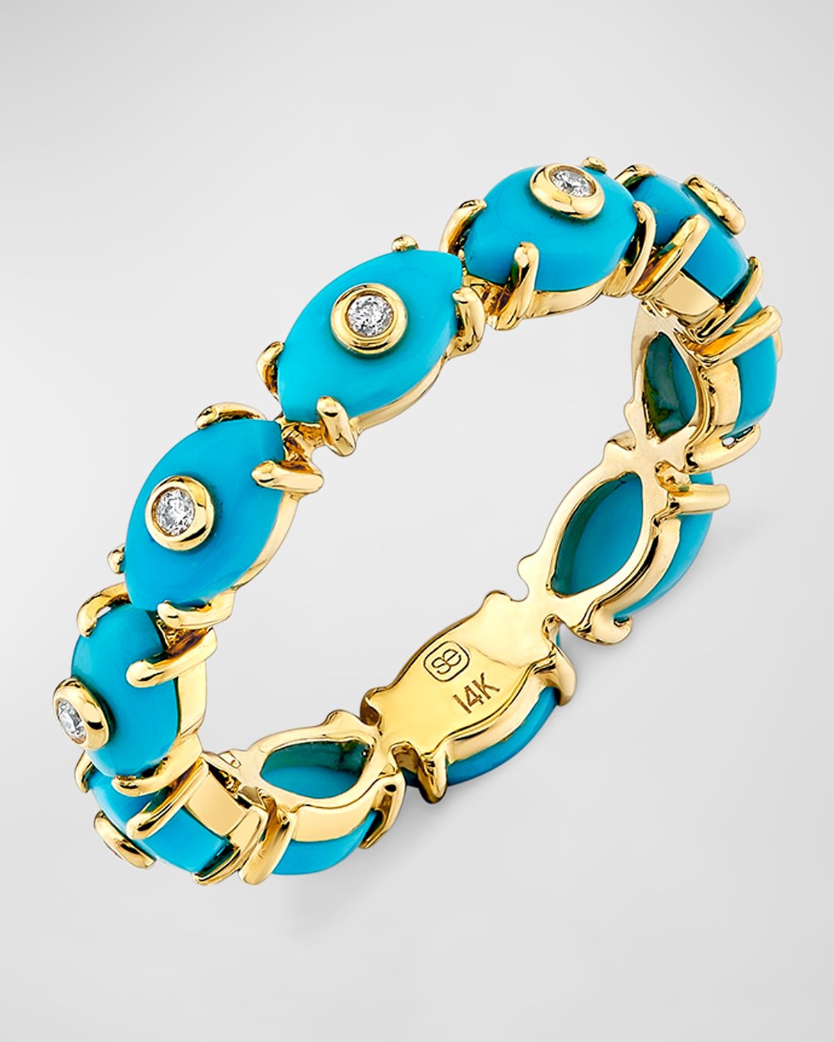 Tiny Carved Stone Eternity Ring