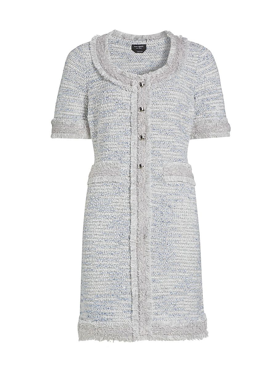 Women's Mainline Tweed Sweater Minidress - Silver - Size Large