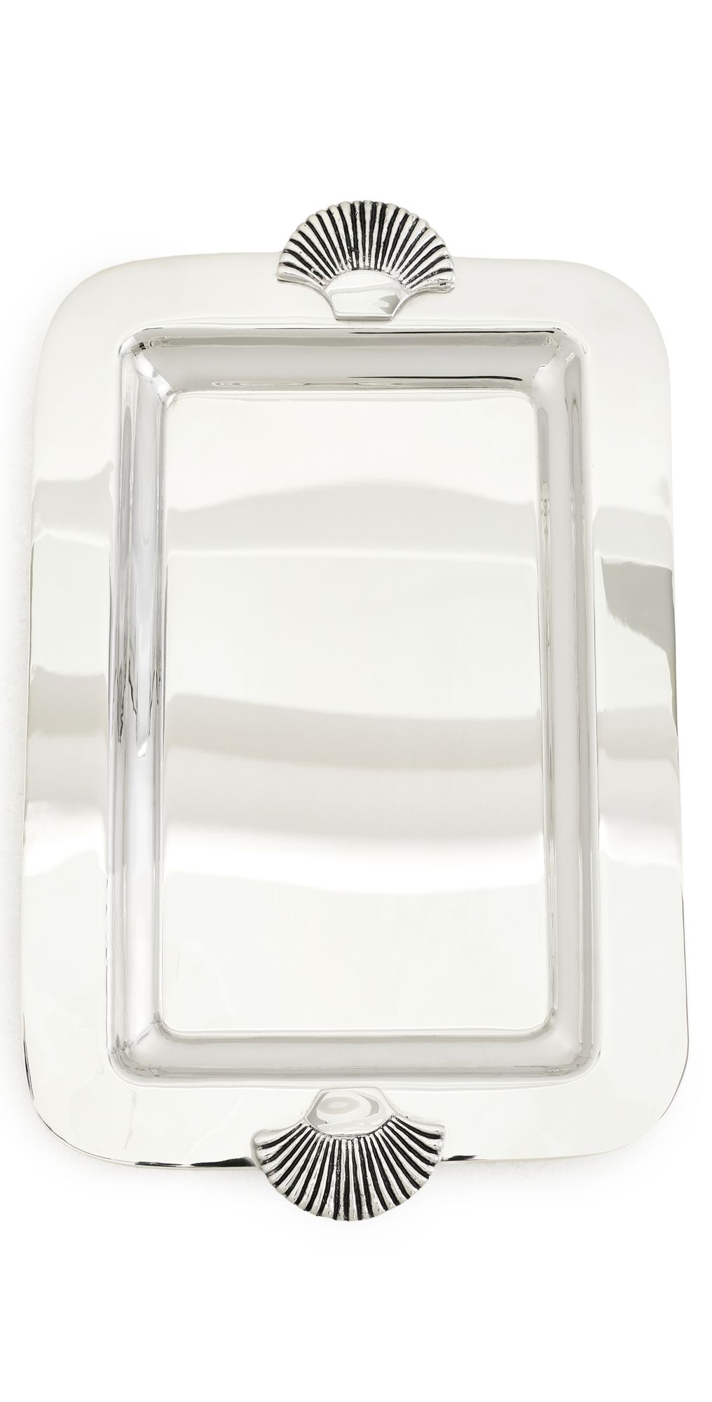 The Favorites Cap Ferrat Fan Shell Design Serving Tray Polished Nickel One Size