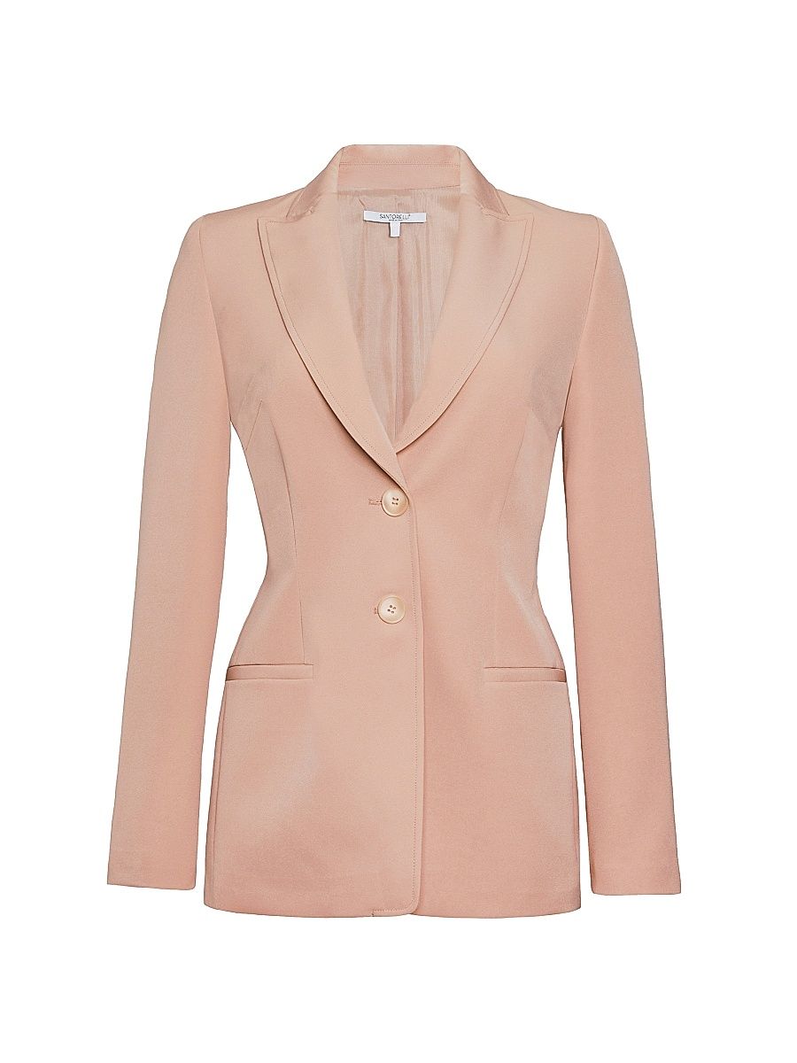 Women's Juno Crepe Two-Button Peak-Lapel Jacket - Peach Whip - Size 16