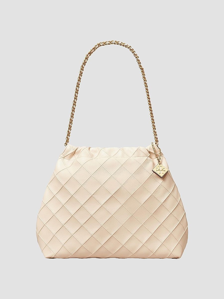 Tory Burch Women's Large Fleming Soft Leather Hobo Bag - New Cream