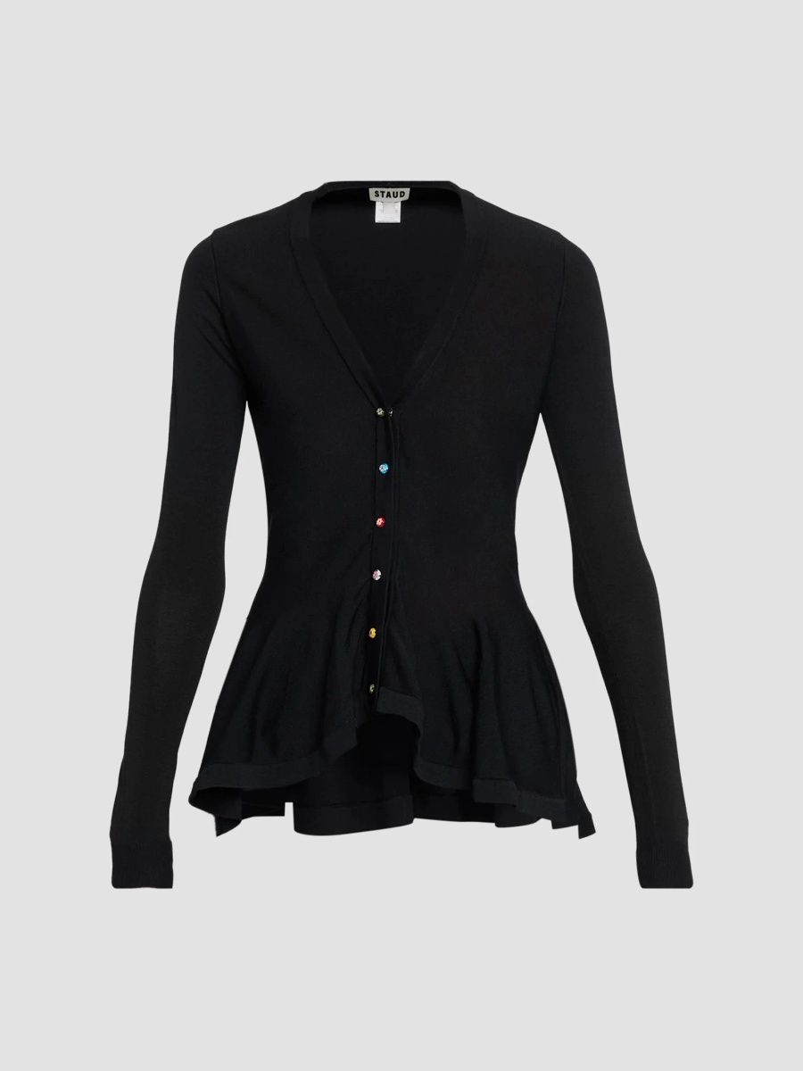 Staud Women's Jamie Snap-Front Top - Black - Size XL