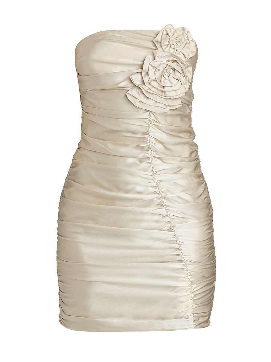 Women's Tenley Floral-Appliquéd Silk Minidress - Chalk - Size Large