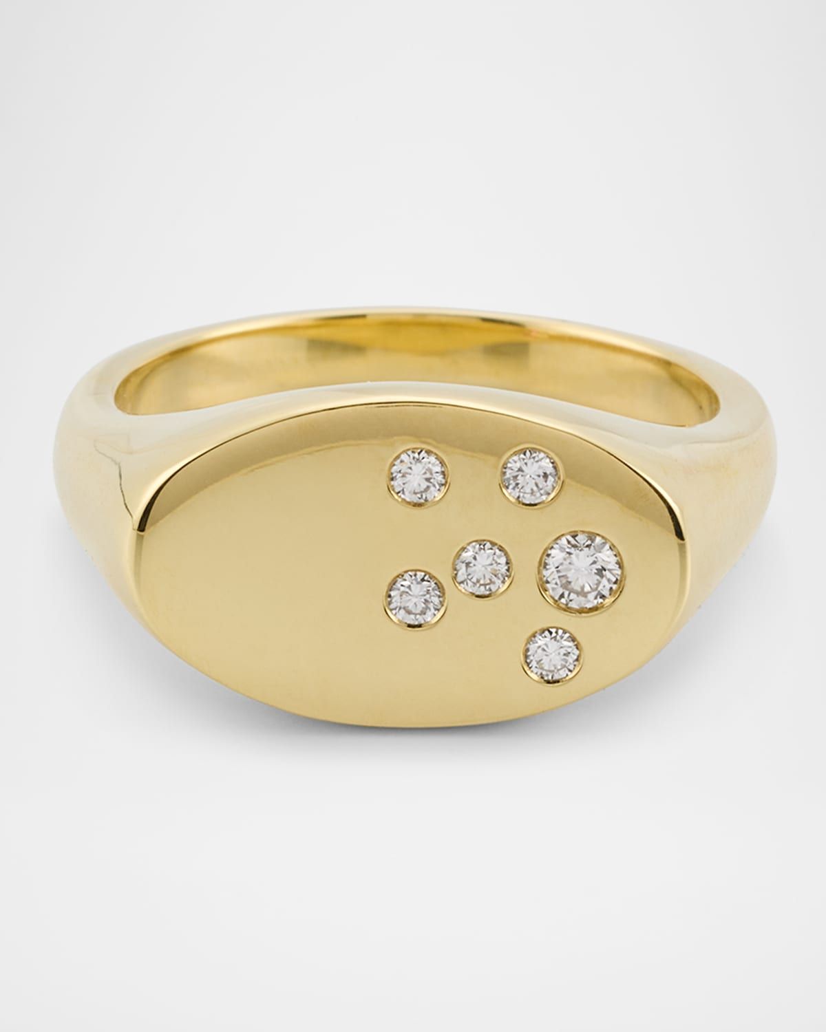 18K Yellow Gold Diamond Signet Ring