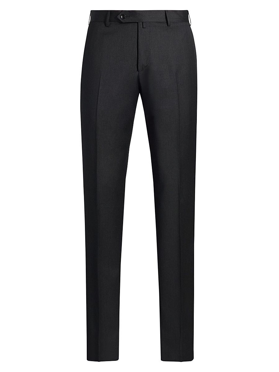 Saks Fifth Avenue Men's COLLECTION Basic Wool Dress Trousers - Charcoal - Size 42