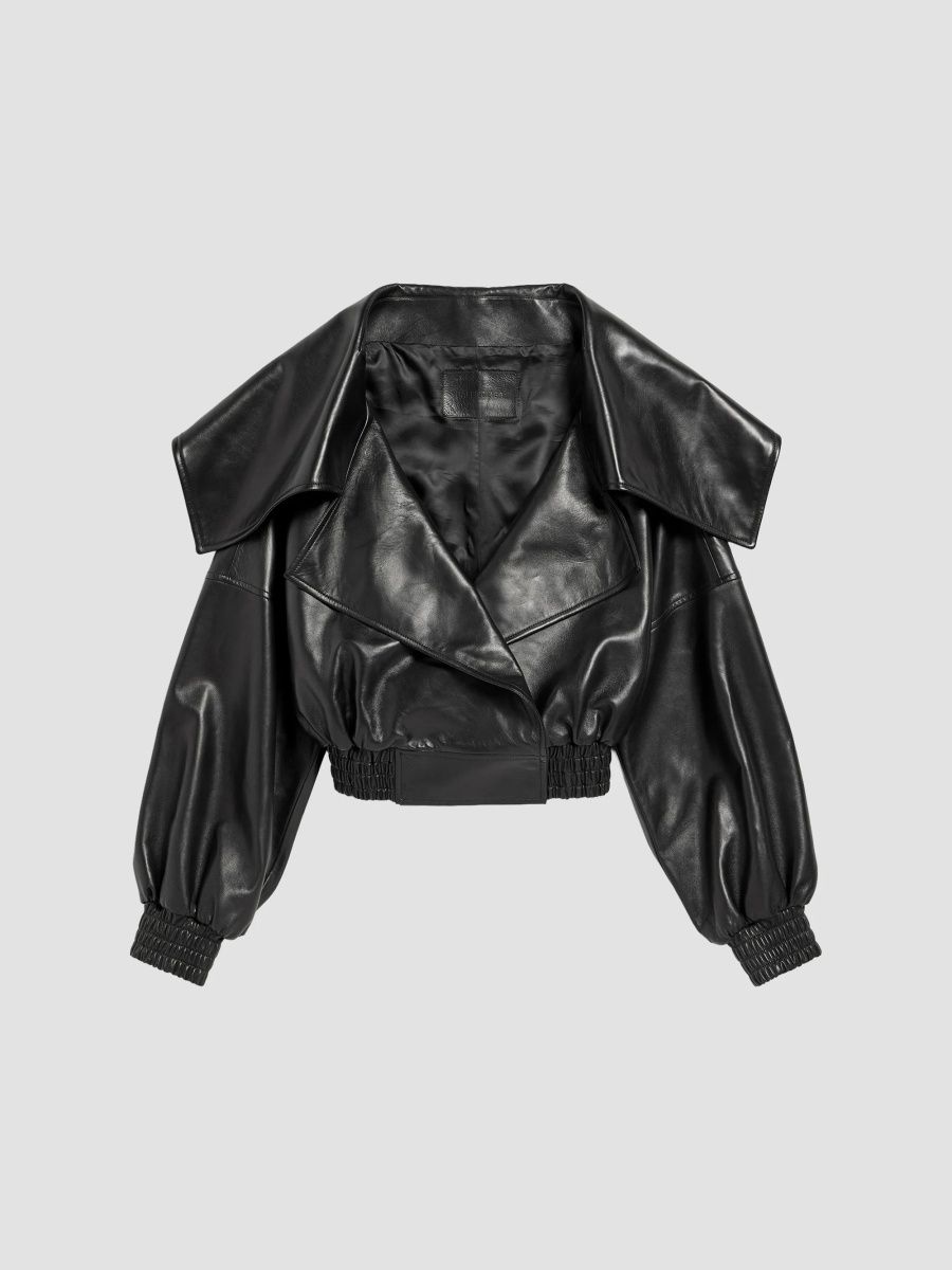 Balenciaga Women's Wrap Collar Blouson Jacket - Black - Size 6