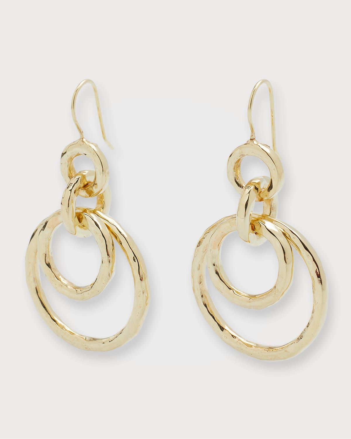 Puffy Hammered Jet Set Earrings in 18K Gold