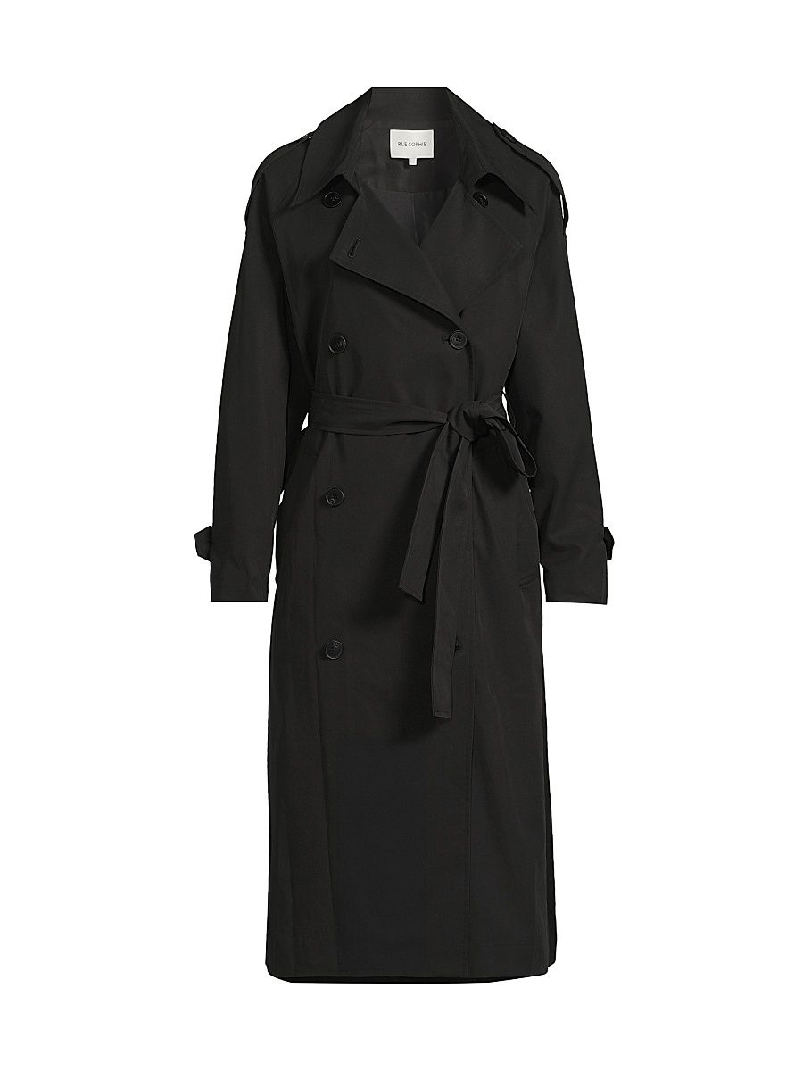Women's Lea Trench Coat - Black - Size XL