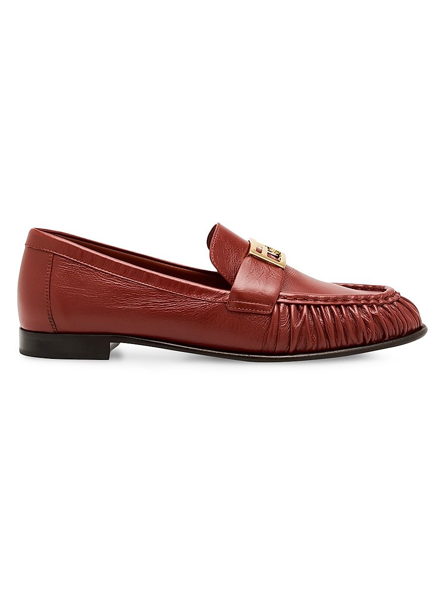 Women's Baguette Leather Penny Loafers - Marron - Size 11