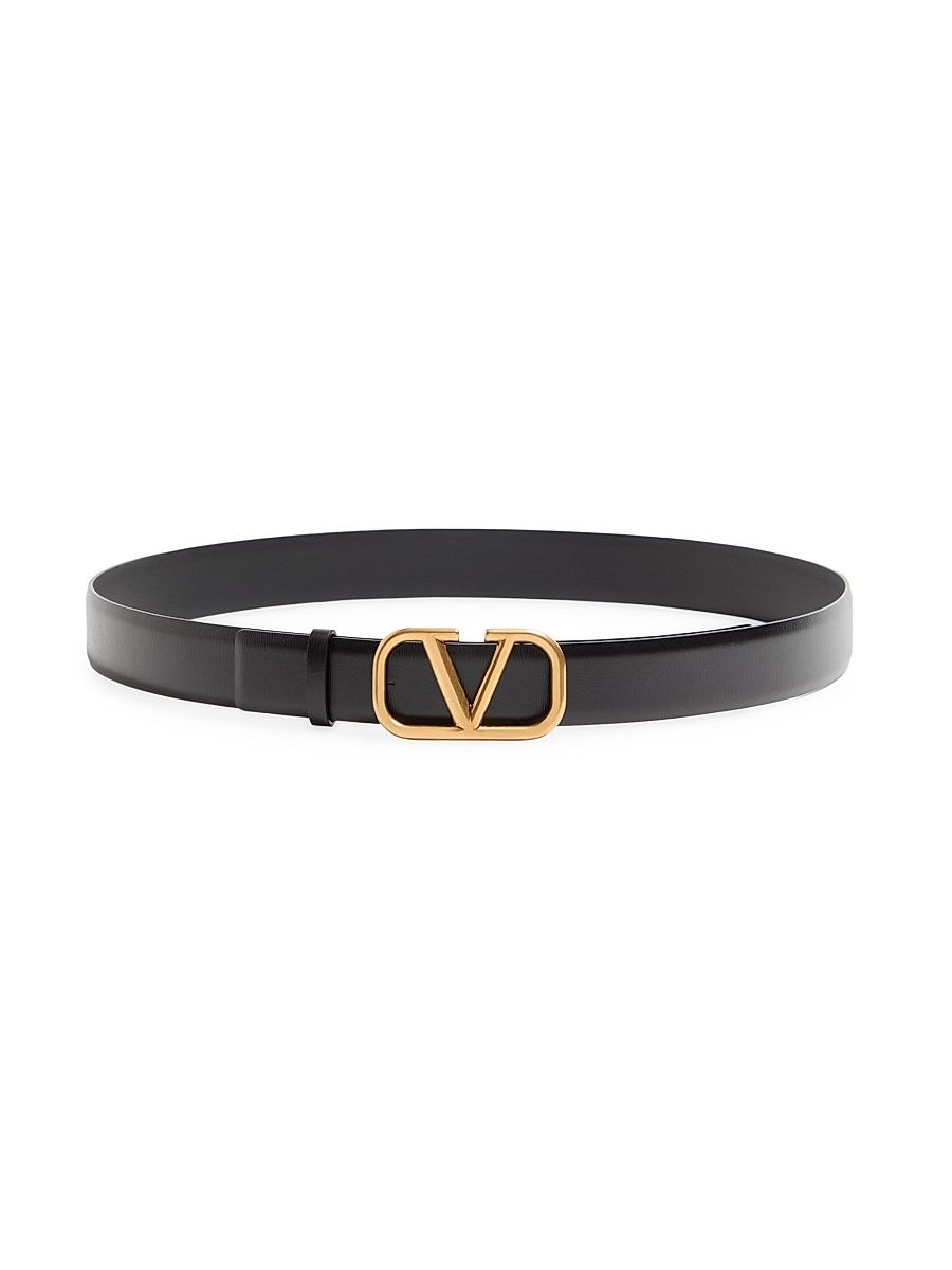 Men's VLogo Signature Calfskin Belt - Black - Size 44
