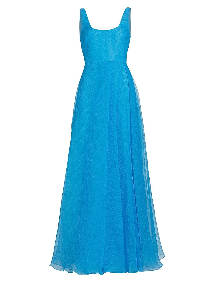 Women's Clara Organza Maxi Dress - Cyan Blue - Size 6