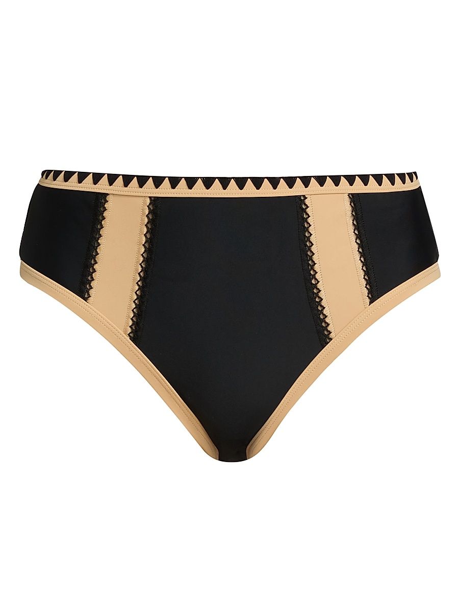 Women's Mallory ColorblockedBikini Bottom - Black Colorblock - Size XL