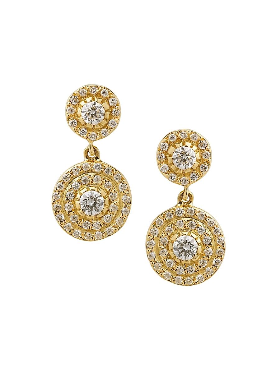 Women's Classic Double Solitaire 18K Yellow Gold & Diamond Drop Earrings - Yellow Gold