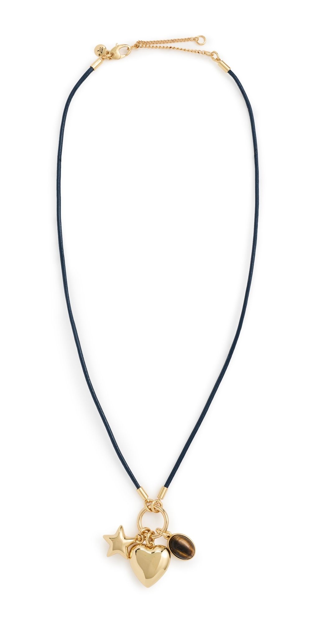 Madewell Leather Heart Charm Clip Necklace Antique Gold One Size