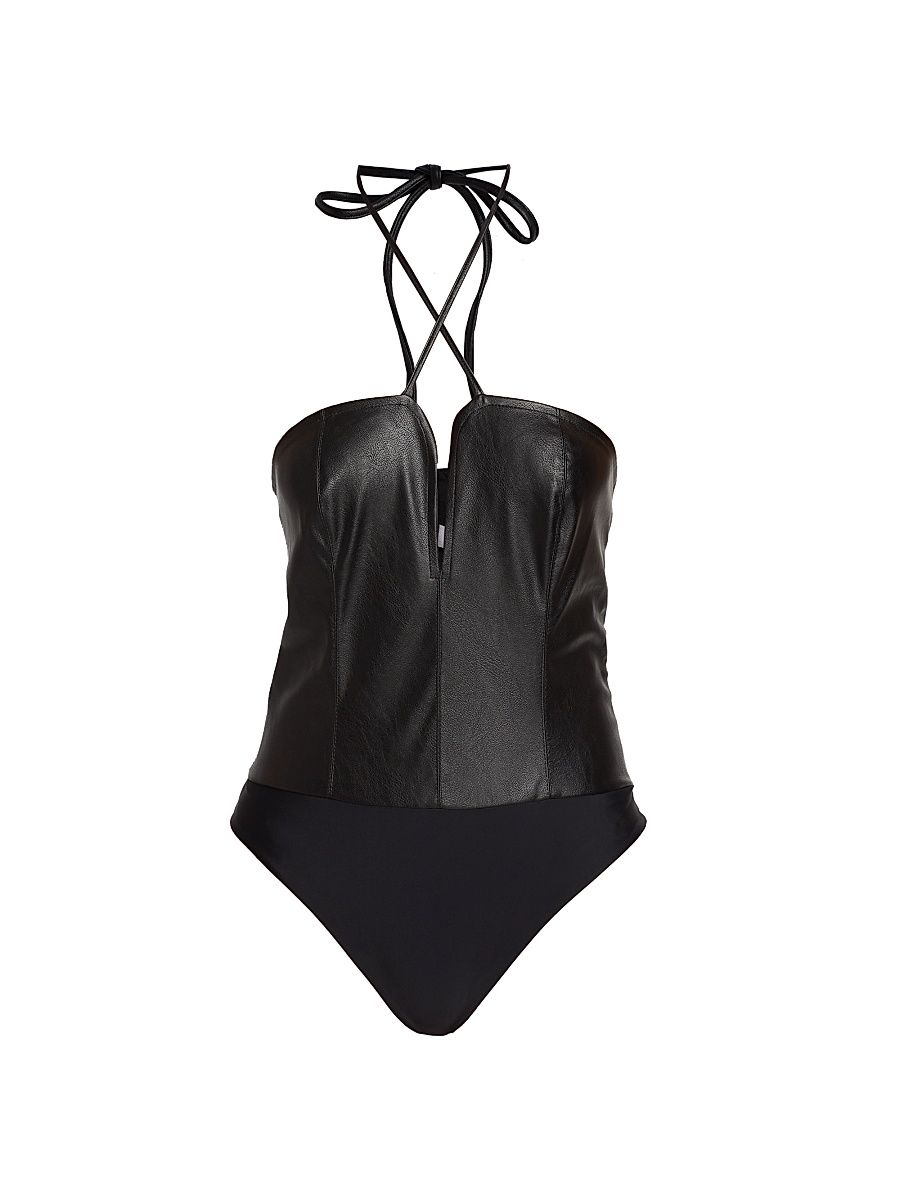 Women's Bambi Halter Bodysuit - Black - Size XS