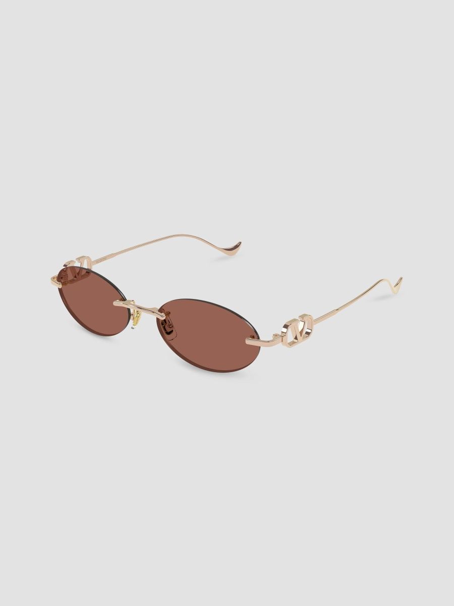 Valentino Women's V Logo 53MM Bejewelled Rimless Oval Metal Sunglasses - Gold