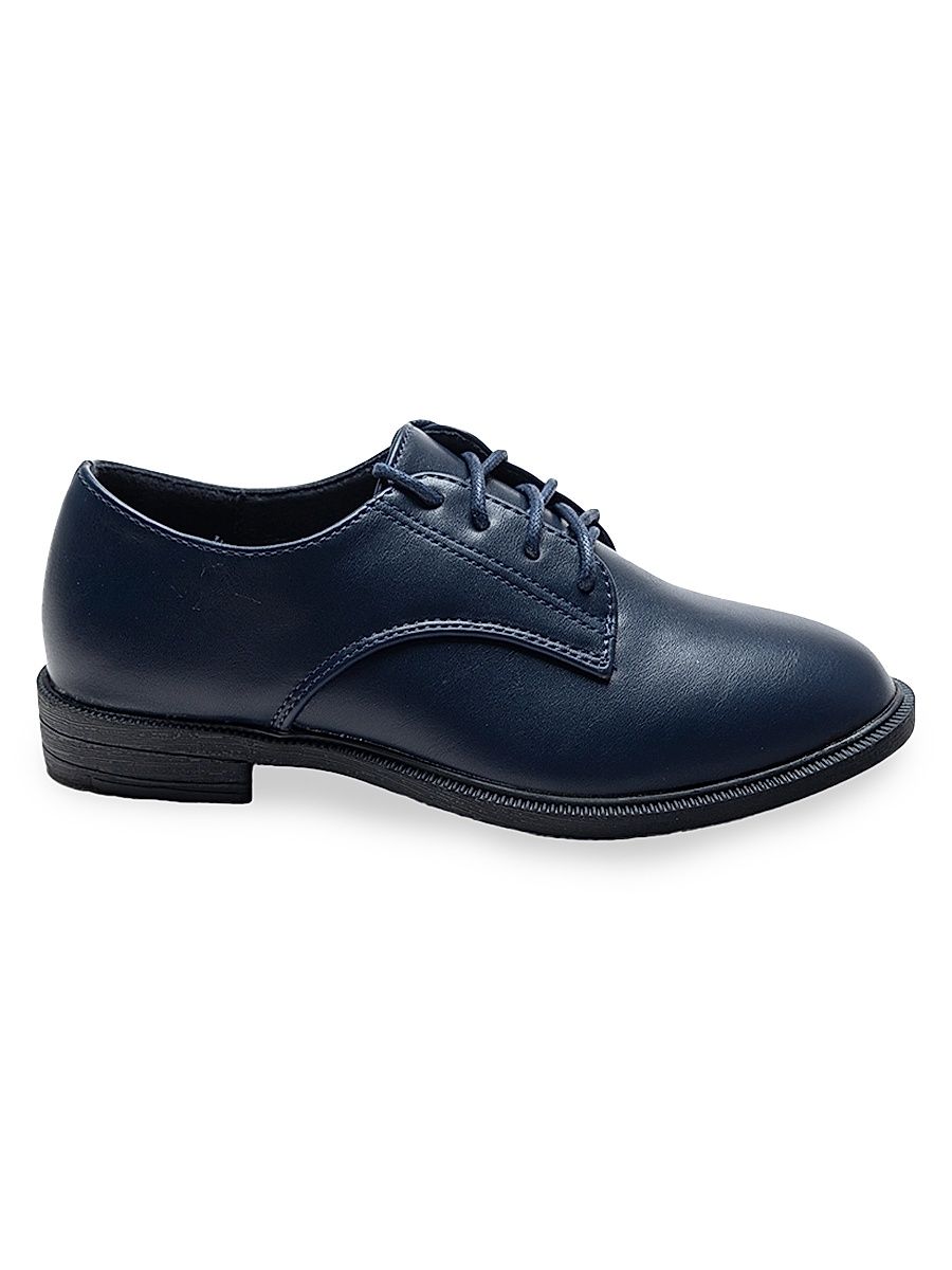 Moustache Boy's Derby Faux Leather Dress Shoes - Navy - Size 5 (Child)