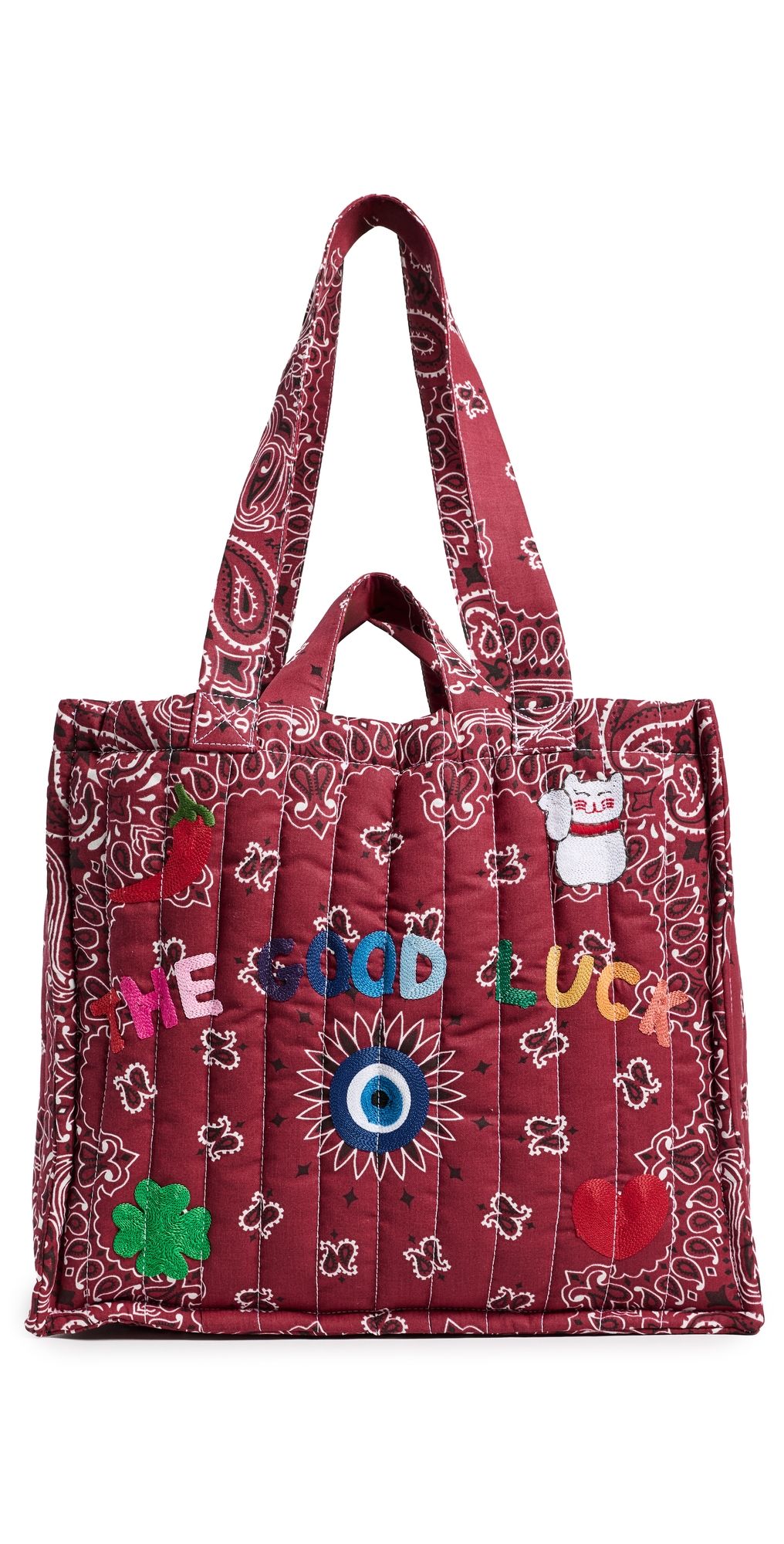 Call It By Your Name Medium Quilted Cotton Tote Bordeaux One Size