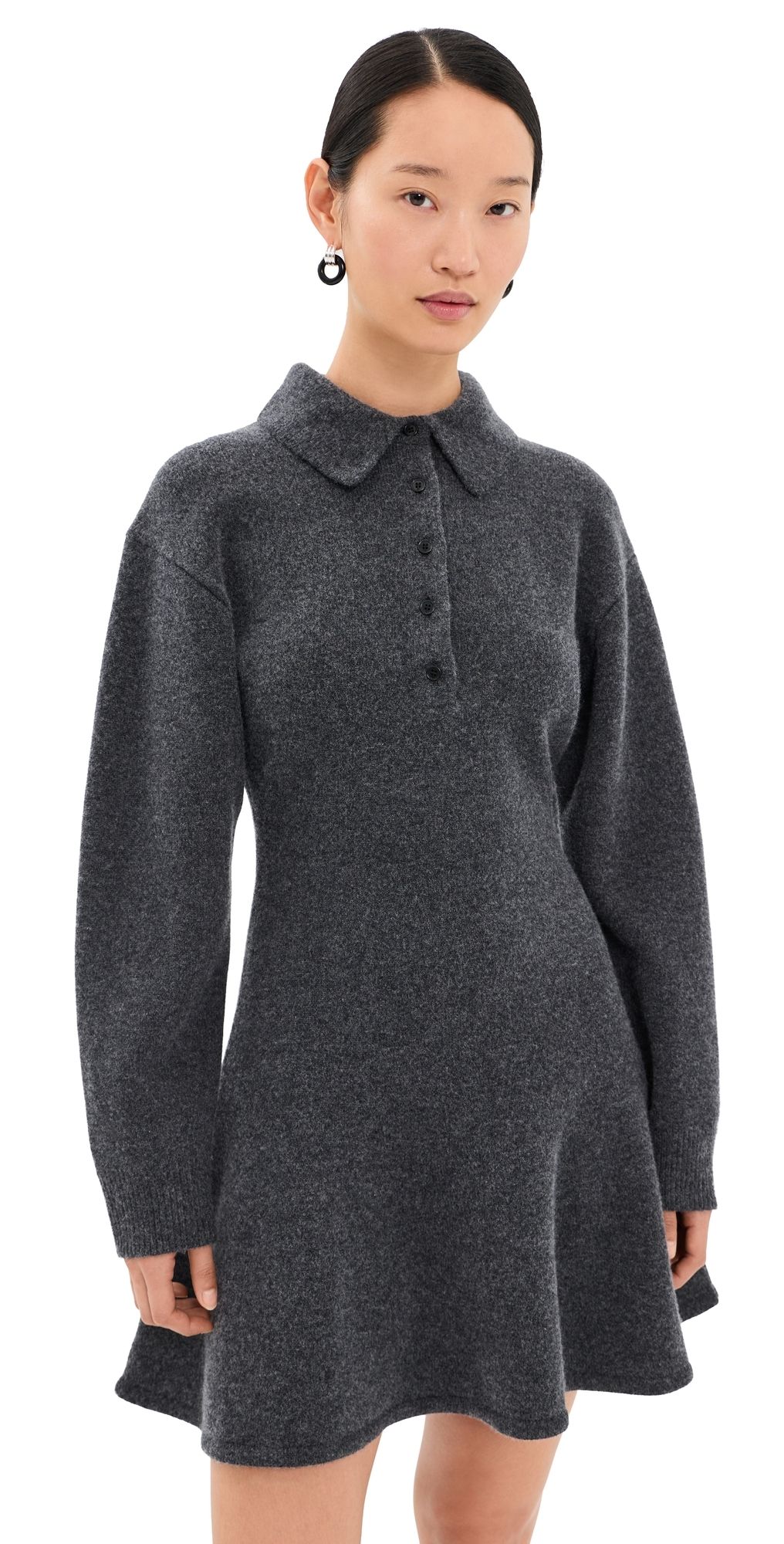3.1 Phillip Lim Wool Blend Polo Mini Dress Charcoal S