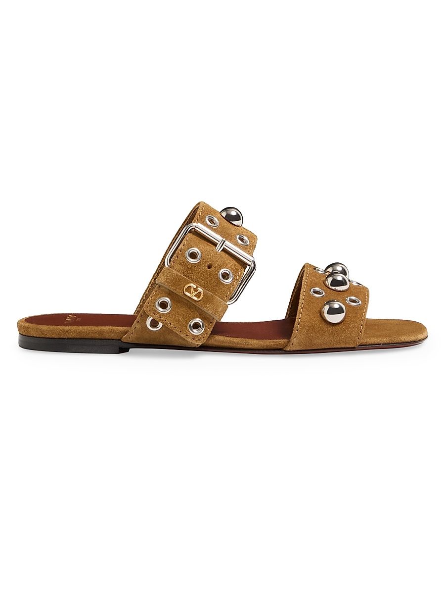 Women's Nellcôte Crust Leather Slide Sandals - Havana Beige - Size 11.5