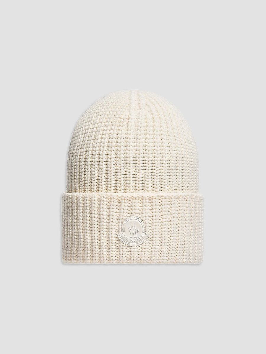 Moncler Women's Beanie Hat in Wool & Cashmere Blend - White