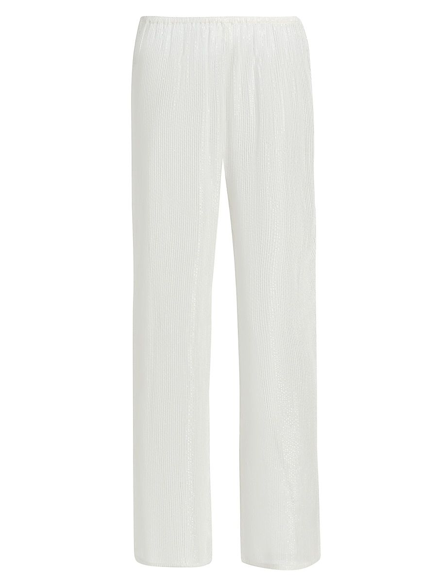 Women's Celina Pinstriped Sheer Cover-Up Pants - Size Large