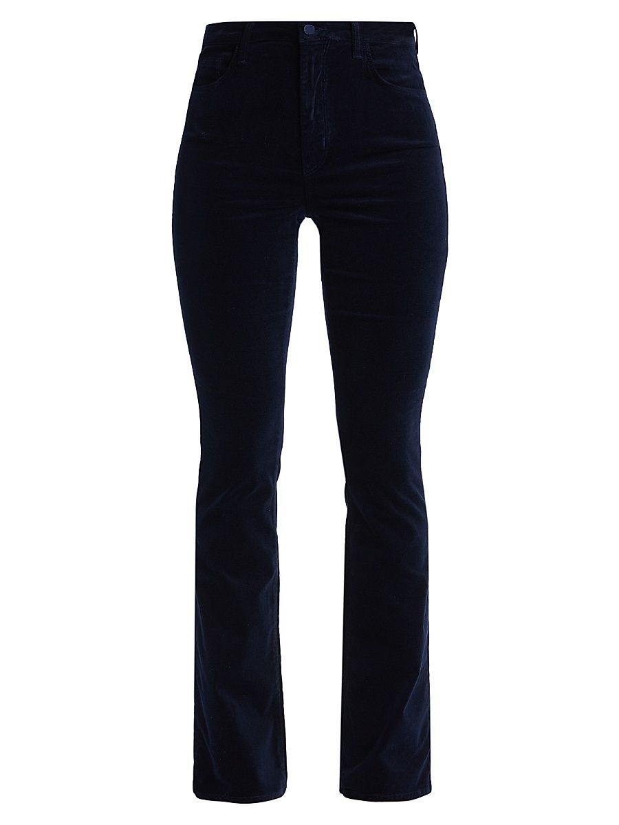Women's Stevie Velvet High-Rise Boot-Cut Pants - Dark Navy - Size 25