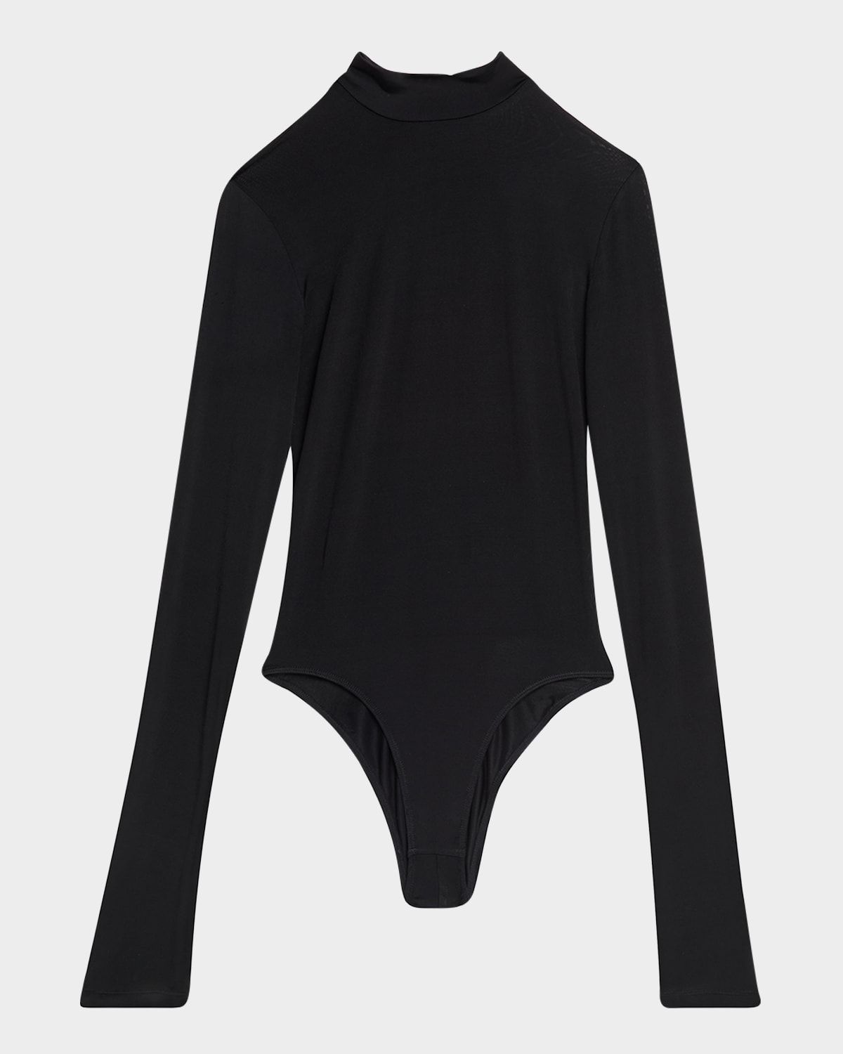 Mock-Neck Long-Sleeve Lightweight Jersey Bodysuit