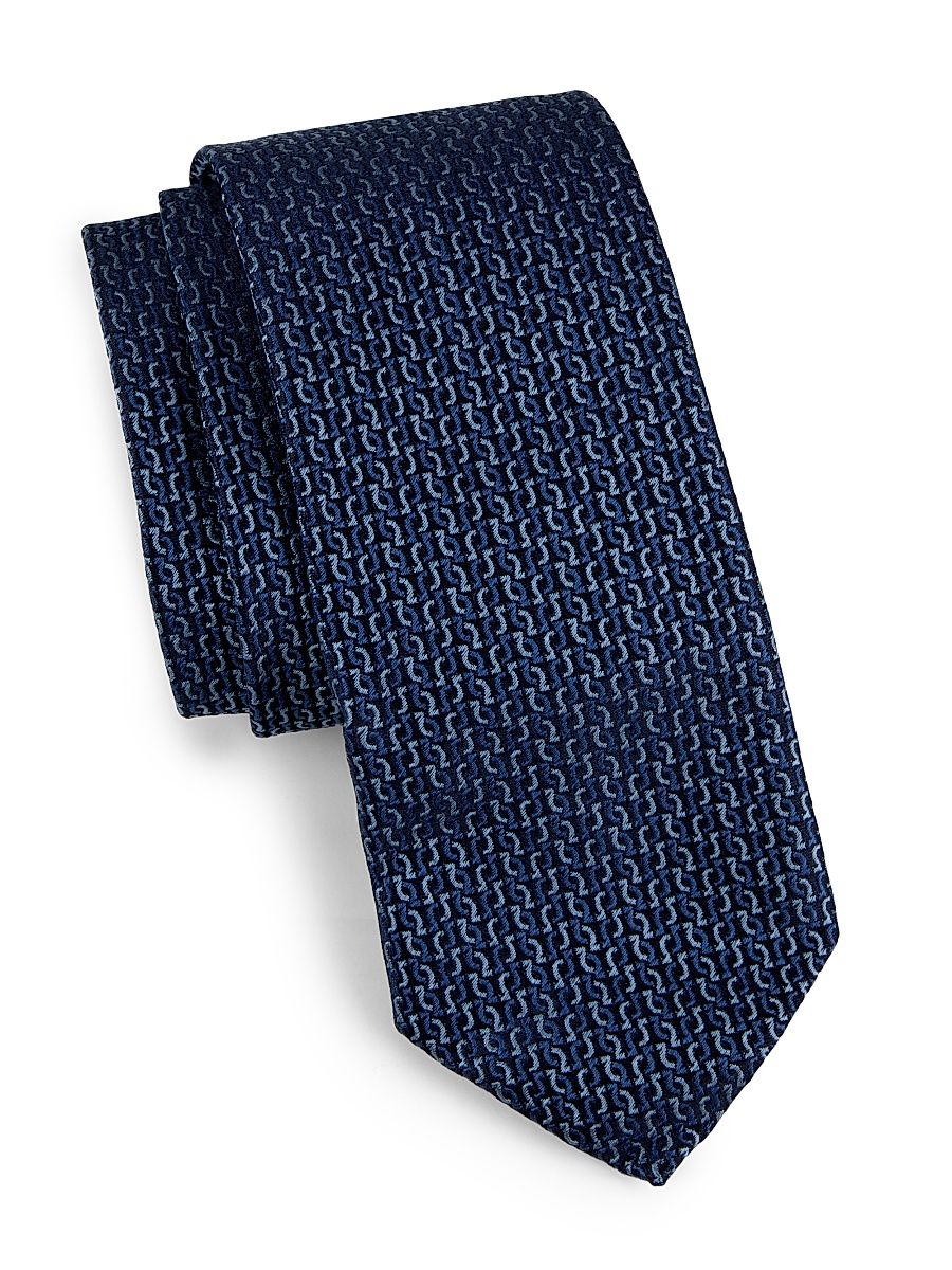 Men's Jacquard Silk Tie - Blue Scuro