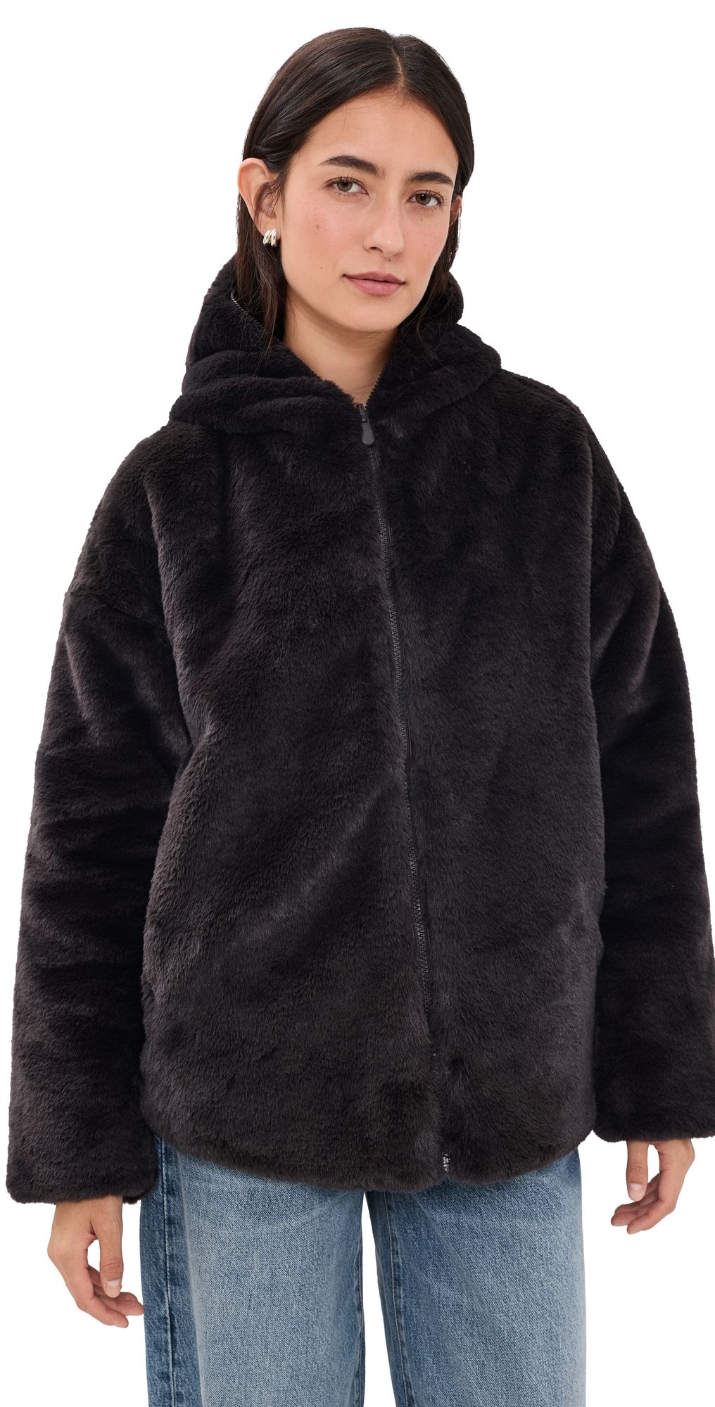 Save The Duck Davina Faux Fur Coat Brown Black XS