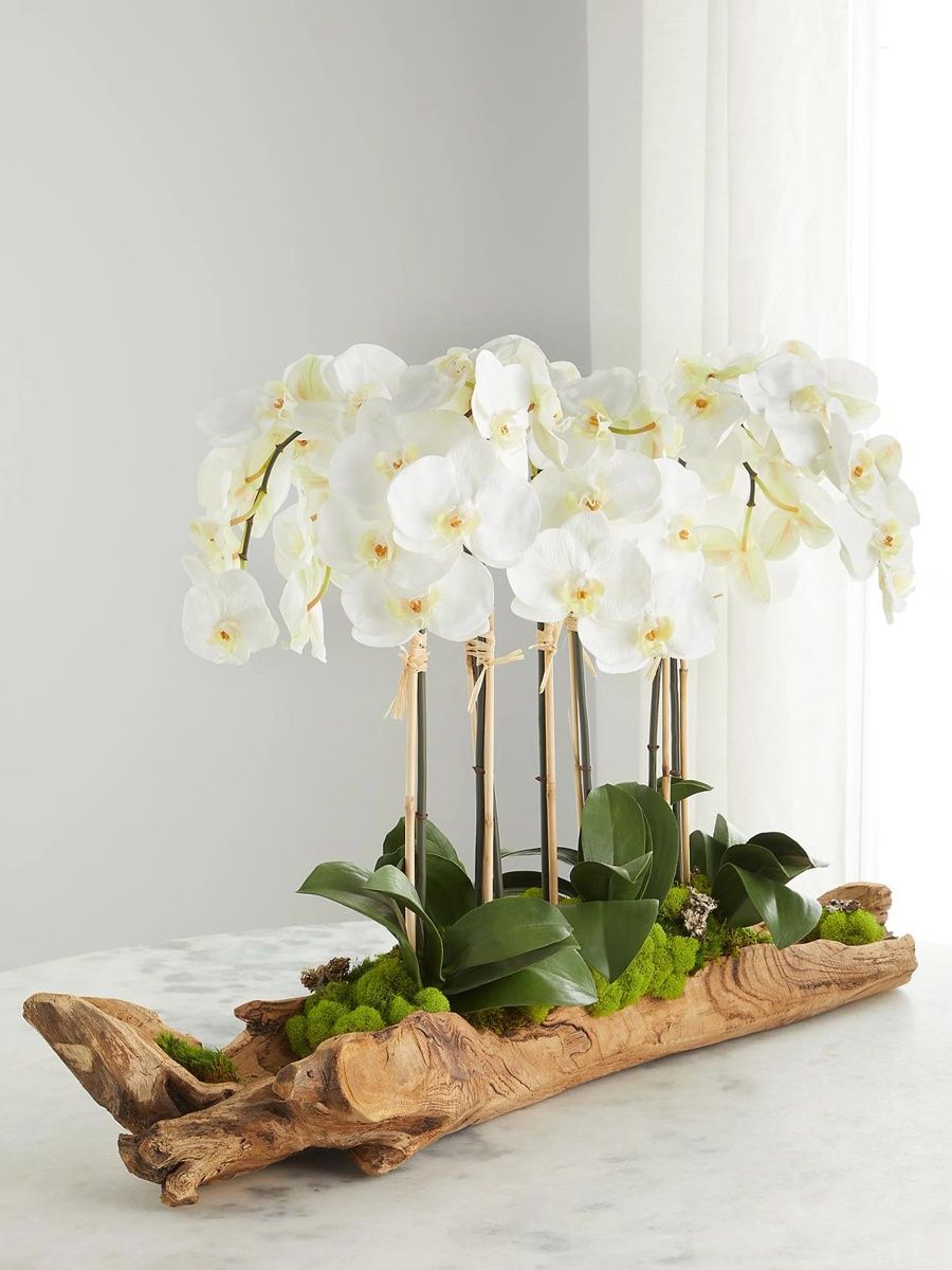 Artificial White Orchids Floral Arrangement - White