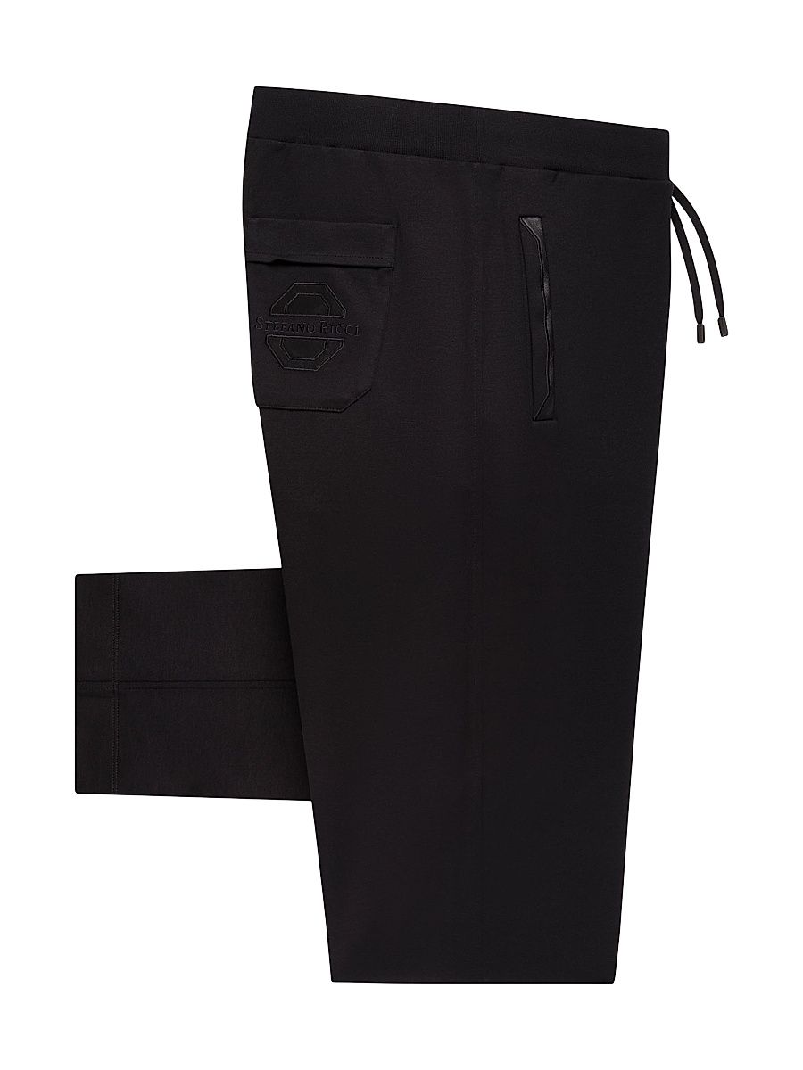 Men's Cotton and Silk Blend Jogging Trousers - Black - Size 44
