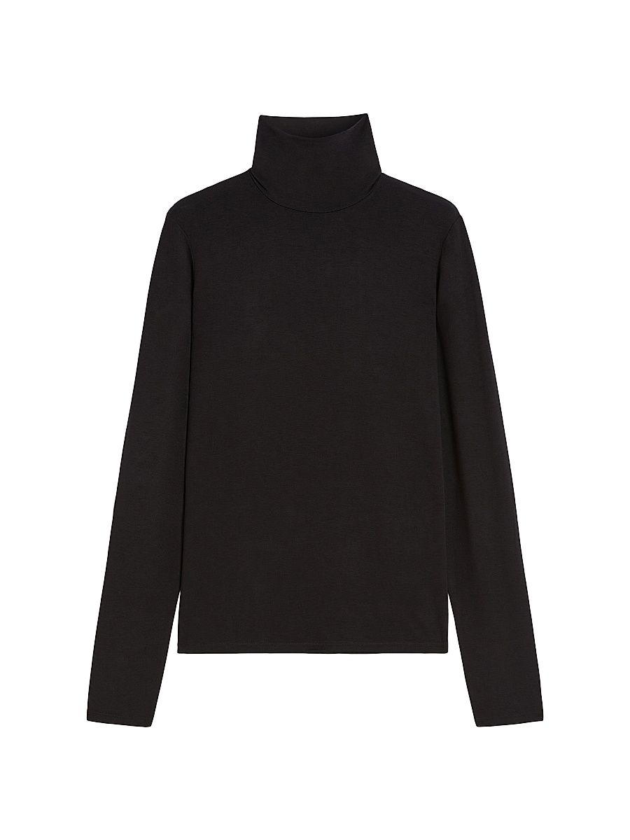 Women's Stretch Viscose Turtleneck - Black - Size XL