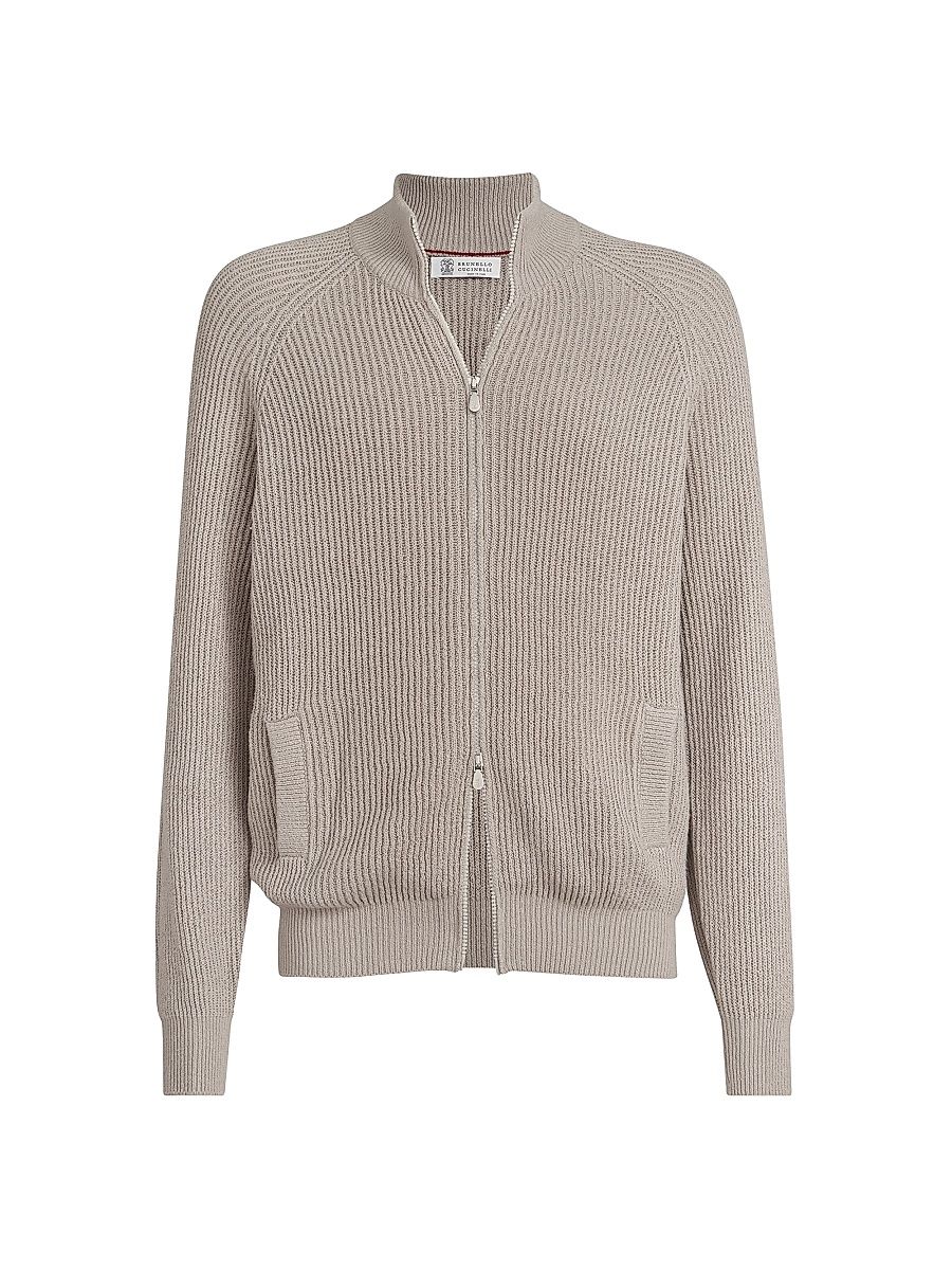 Men's Malfilé Cotton English Rib Cardigan with Raglan Sleeves - Yuta - Size 46