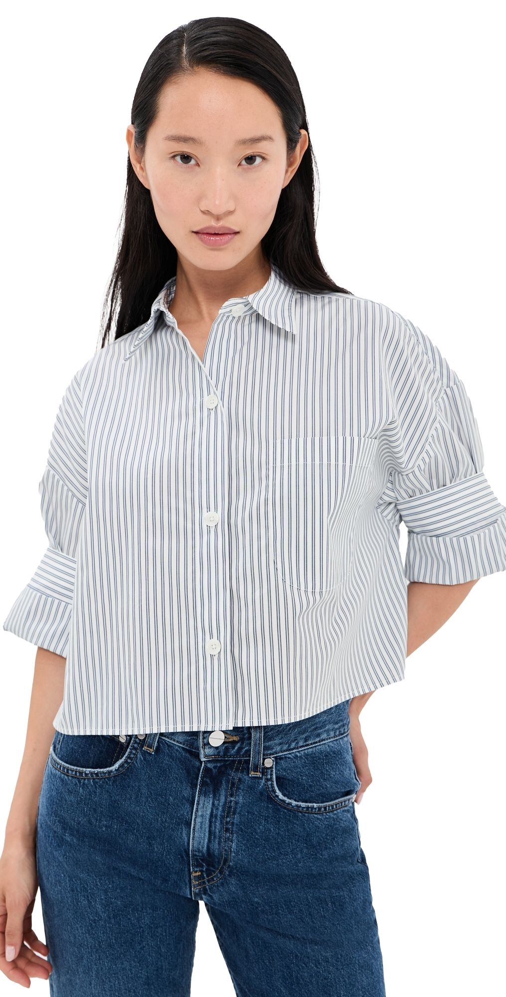 TWP Next Ex Button Down Shirt White/Navy P