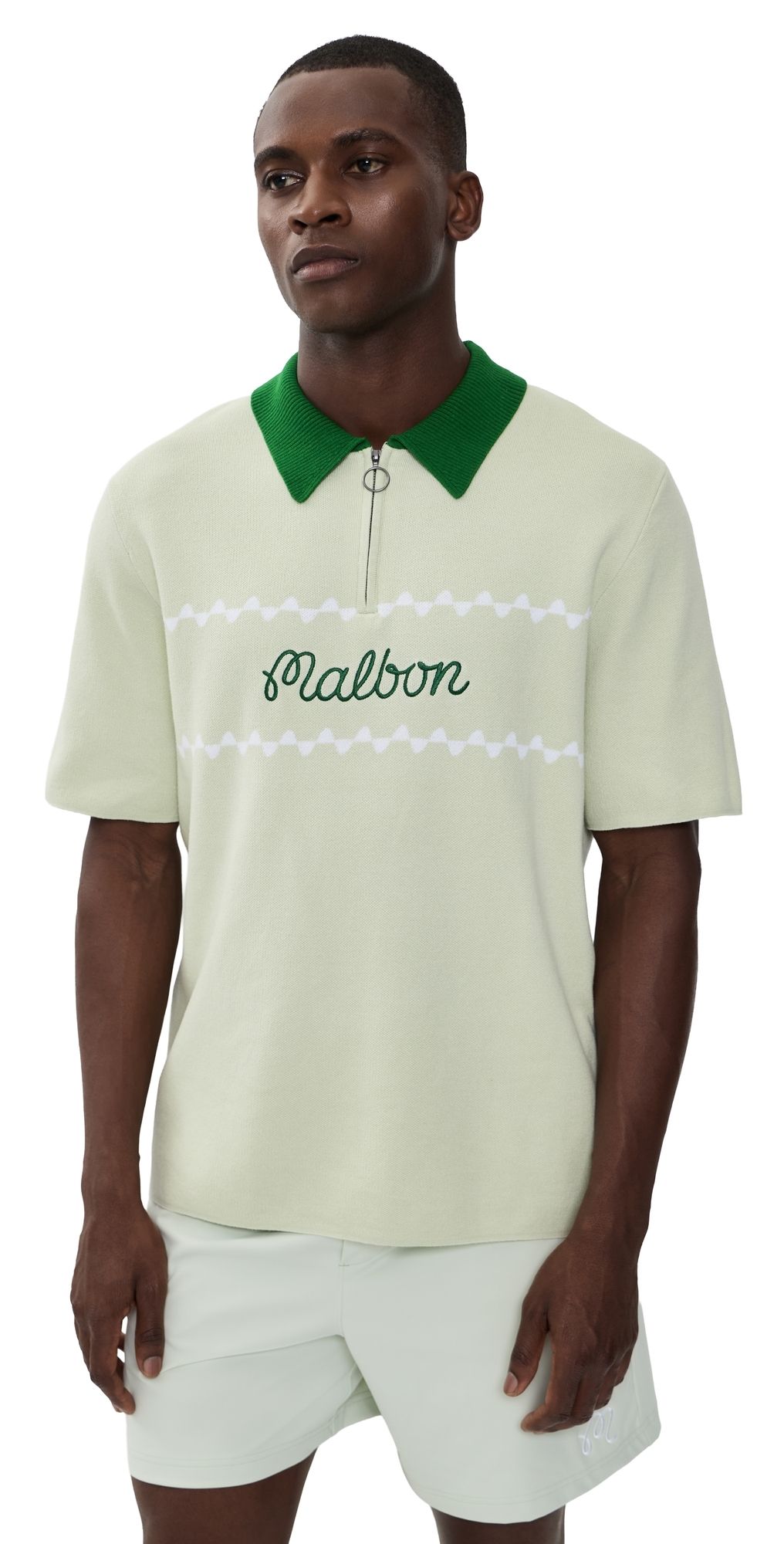 Malbon Benny Sweater Polo Green Tint M