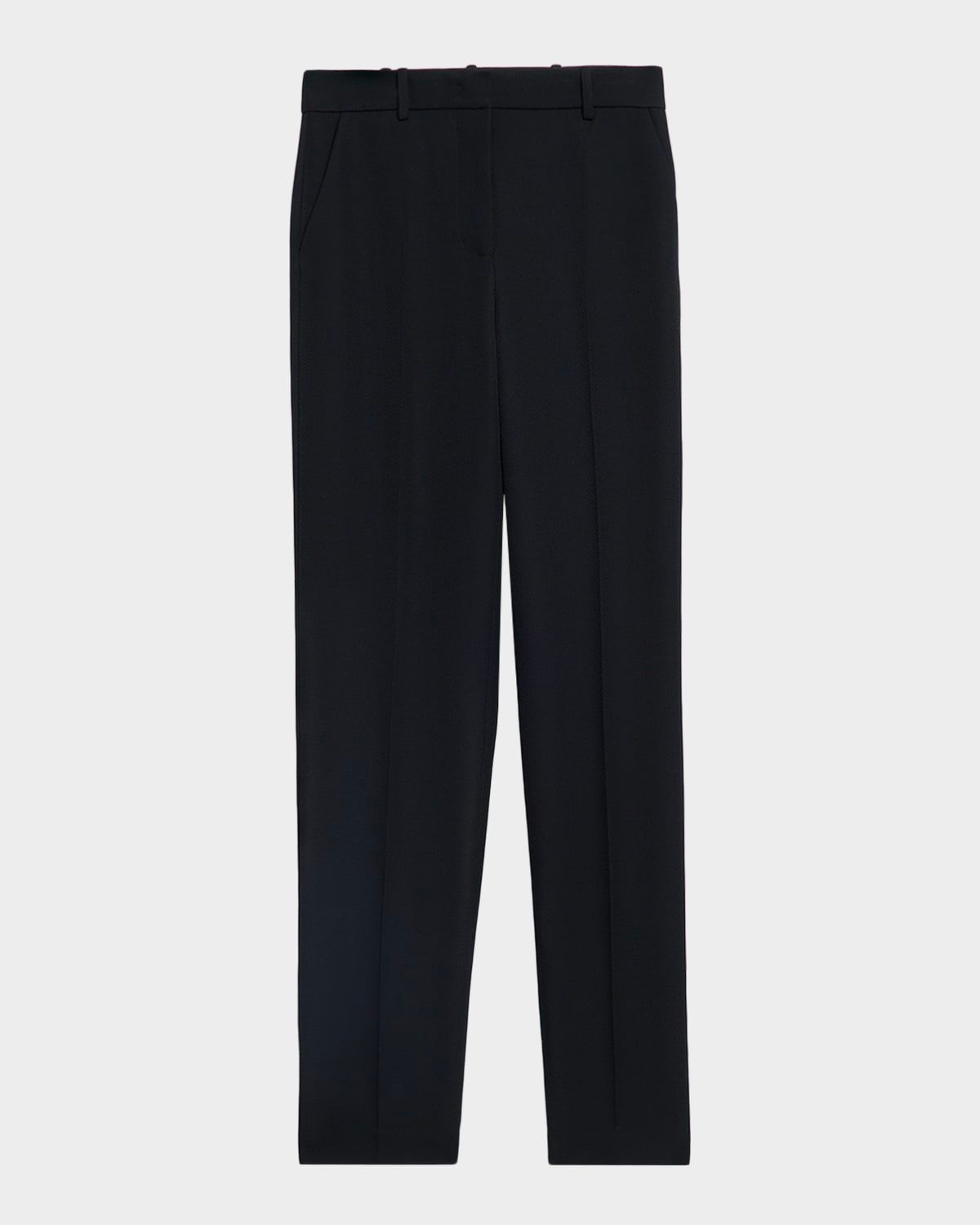 Tailored Wool Twill Straight-Leg Trousers