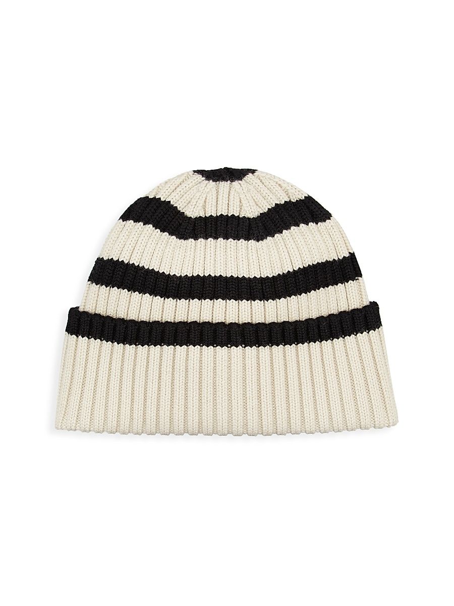 Women's Signature Striped Wool Beanie - Light Sand