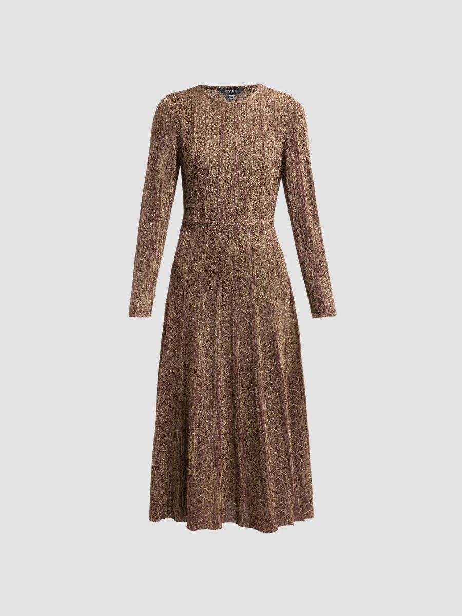 Misook Women's Metallic Pleated Midi Dress - Mahogany Gold Lurex - Size XXL